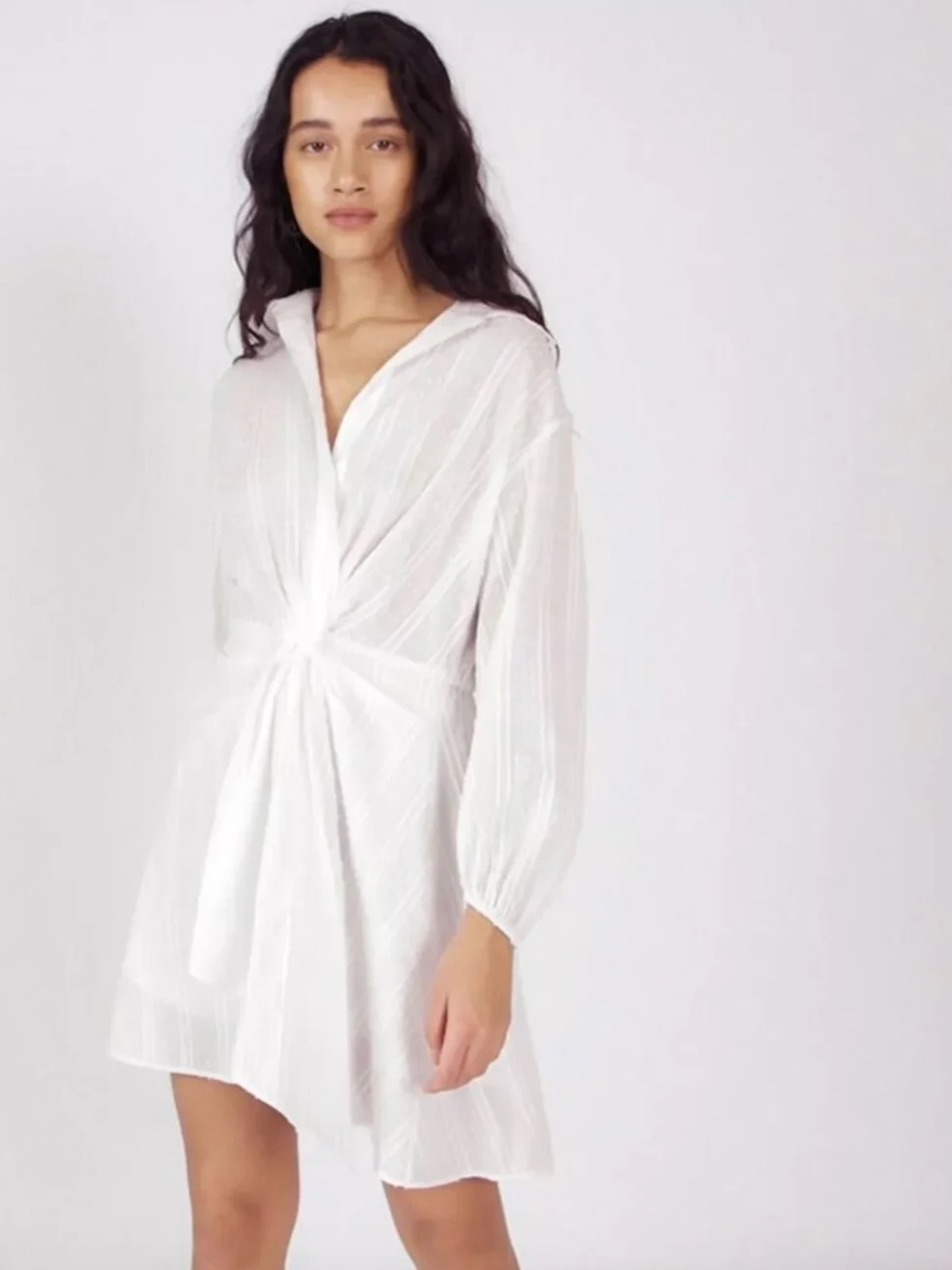 Maje Ritellio White Twisted Shirt Dress (10)